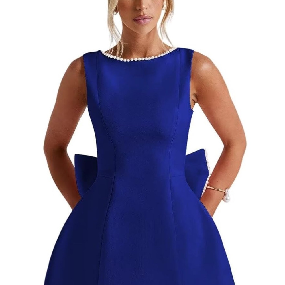 Blue A-Line Sleeveless Mini Dress for Weddings